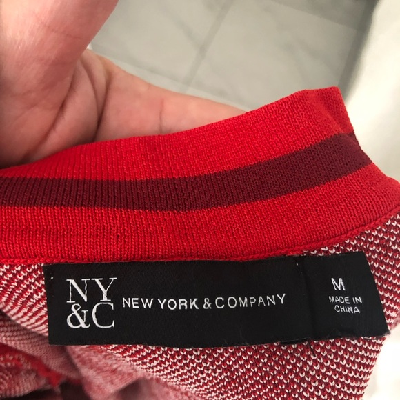 New York & Company Red and White Patterned Midi Dress - Picture 2 of 6